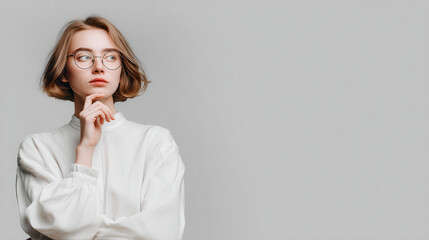 portrait of technologist positioned on left side of frame precise emotion