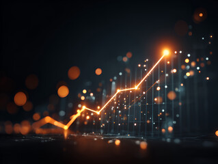 Glowing Financial Growth Chart with Rising Trend Line and Data Points