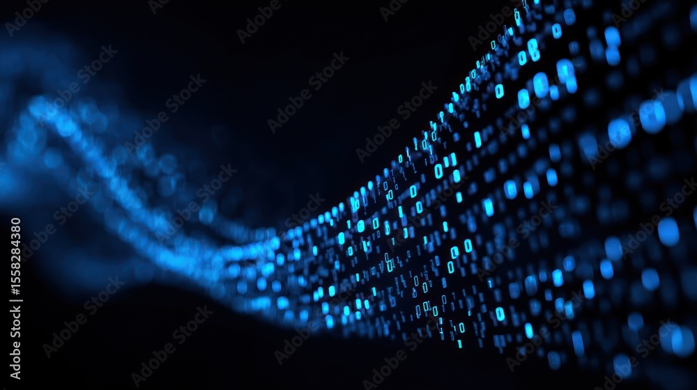 Poster abstract binary code wave