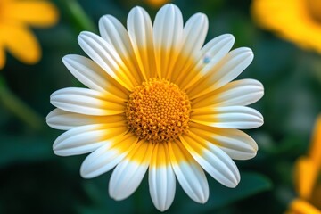 Naklejka premium Vibrant Annual Blooms: White and Yellow Flower Petals Showcasing Nature's Botanic Beauty