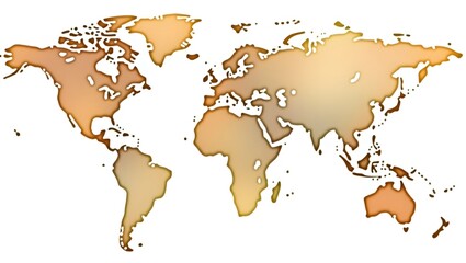 Obraz premium A world map illustrated in soft watercolor style with pastel tones for each continent, featuring artistic brush edges and no labels, on a clean paper background.