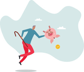 Poor retiree old man, broke losing all pension or retirement funds, financial problem, poverty or bankruptcy after retired .character for design.