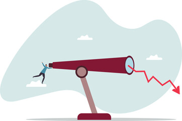 Stock market forecast downfall, vision to see future economic crisis or market crash.character for design.