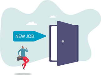 New job challenge, make decision for new opportunity in work or career development .character for design.
