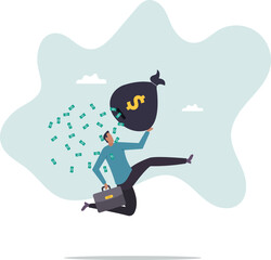 Lose money while trying to get out of stock market in crisis or recession, investment risk or fraud, mutual fund expense and cost.character for design.