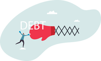 Debt management, fight with debt for financial freedom.character for design.