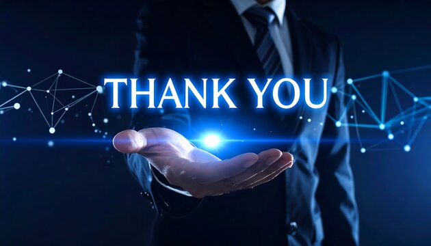 Businessman presenting digital thank you