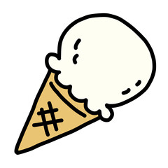 手描きの可愛いバニラアイスクリームのイラスト