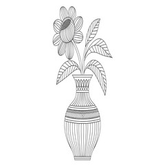 vase with flowers coloring page 