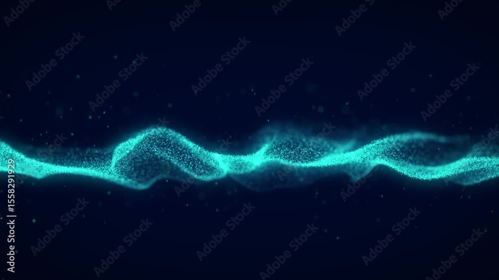 Aufkleber Futuristic dynamic wave. Flow digital structure in cyberspace. Secure cybersecurity data connection. Cyber technology background. 3D rendering.