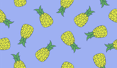 Cute pineapple fruits pattern background vector design