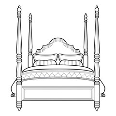 Poster bed coloring page line art