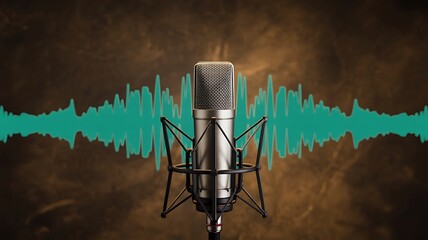 Professional Studio Microphone with Audio Waveform High-Quality Sound Recording