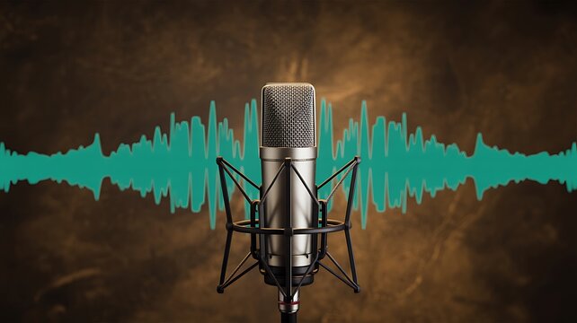 Professional Studio Microphone with Audio Waveform High-Quality Sound Recording