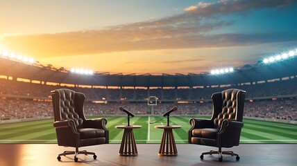 Stadium Interview Setup  Post-Game Show Background Image