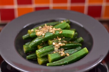 Stir Fried Okra Recipe, Stir-fried Okra with Garlic and Chili - Delicious stir-fried , Okra Stir-Fry: A Vibrant and Healthy Vegetarian Dish