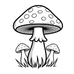 vector illustration of mushroom coloring page