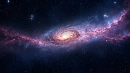 Cosmic Dance: A breathtaking spiral galaxy swirls with celestial energy, vibrant nebulae and distant stars, presenting a mesmerizing spectacle of the universe. - Powered by Adobe