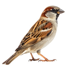 sparrow bird closeup on white