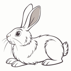 A charming illustration of a resting rabbit with large ears and whiskers