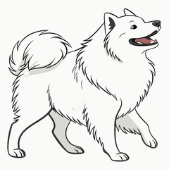 Cartoon illustration of a fluffy white Samoyed dog with open mouth