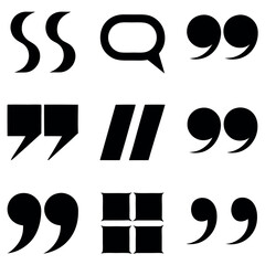 Bold Black Quotation Marks, Speech Bubbles, and Paragraph Symbols Set