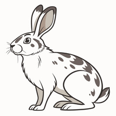 Cartoon Illustration of a Spotted White Rabbit or Hare with Long Ears