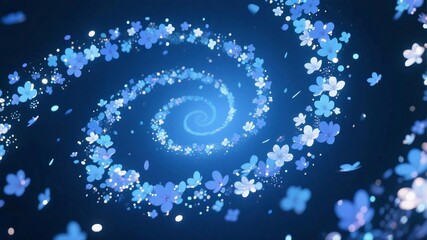 Swirling Blue Floral Vortex: Beautiful Blooming Path