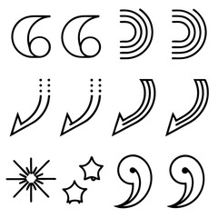 Bold Black Line Art: Quotation Marks, Arrows, Stars, Commas