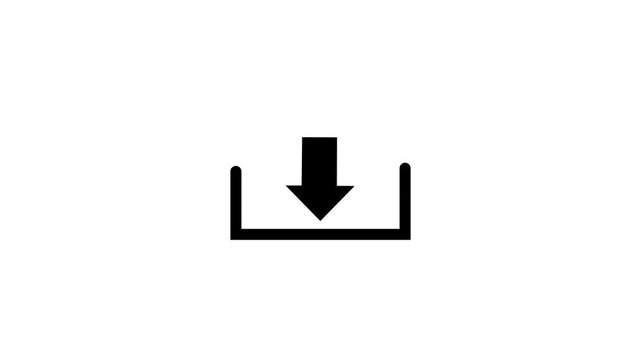 Glowing Directional Downloader Icon Animation with Dynamic Light Effect for Download, Data Transfer, and UI Interface Concepts. 4k motion video.