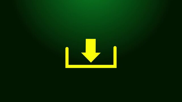 Glowing Directional Downloader Icon Animation with Dynamic Light Effect for Download, Data Transfer, and UI Interface Concepts. 4k motion video.