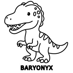 Cute baryonyx, easy coloring for kids, vector, illustration, coloring book, coloring page, cozy, cute, bold, comfy