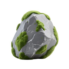 Stone covered with moss isolated on transparent background