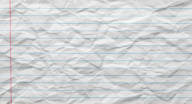 A crumpled sheet of lined paper creates a textured and patterned background
