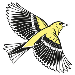 Obraz premium Flying wild bird of prey vector illustration: eagle, falcon, hawk, or dove silhouette design with outstretched wings and feathers