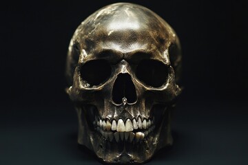 Obraz premium Sinister Grin: Isolated Evil Teeth with Skull, Embodying Death and Wickedness Against a Black Background