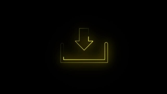 Glowing Directional Downloader Icon Animation with Dynamic Light Effect for Download, Data Transfer, and UI Interface Concepts. 4k motion video.