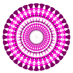 A bright geometric mandala with a multi-colored pattern. The symmetrical design radiates energy and harmony, combining sharp angles with flowing curves in a kaleidoscope of colors.
