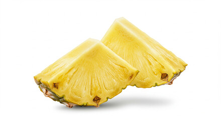 Falling Pineapple slice isolated on white background, clipping path, full depth of field