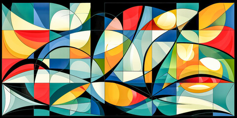 Colorful abstract composition creating dynamic visual flow