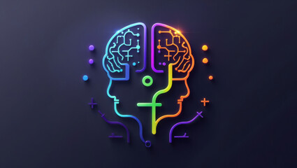 Colorful intertwined brains digital illustration