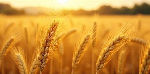 Sunlit Barley Field Ready for Harvest Golden Stalks Swaying Gently in the Rural Landscape