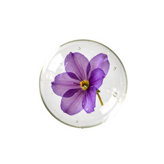 A delicate purple flower in a clear sphere