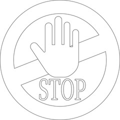 Stop line art icon.No Entry or No Sign and Warning Icon.hand stop sign and symbol. Do not enter red sign.Alert information, accident notification vector illustration.sign icon vector illustration.