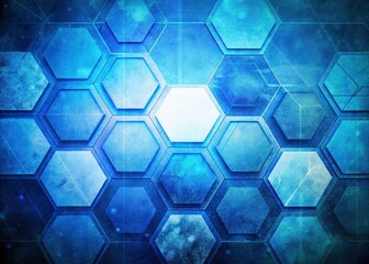 Vintage Blue Hexagon Tech Background: Abstract Geometric Design, Retro Futuristic Wallpaper
