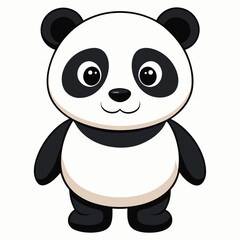 Fototapeta premium A cute cartoon panda bears a gentle demeanor, with captivating detail in this charming depiction of an animal icon. generative AI