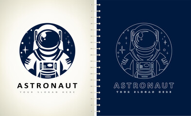 Fototapeta premium Astronaut in spacesuit in space logo vector