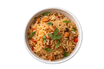 indian style vegetable biryani top view

