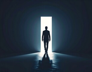 Obraz premium Human figure with shadow version stepping out from behind it.