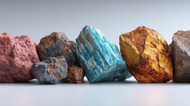 Demand for rare earths and their discovery. The importance of rare earths in manufacturing and technology industries concept.